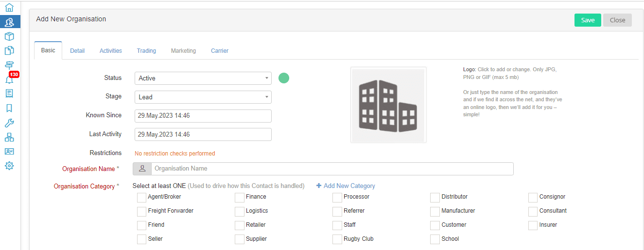 Add New Organization in CRM