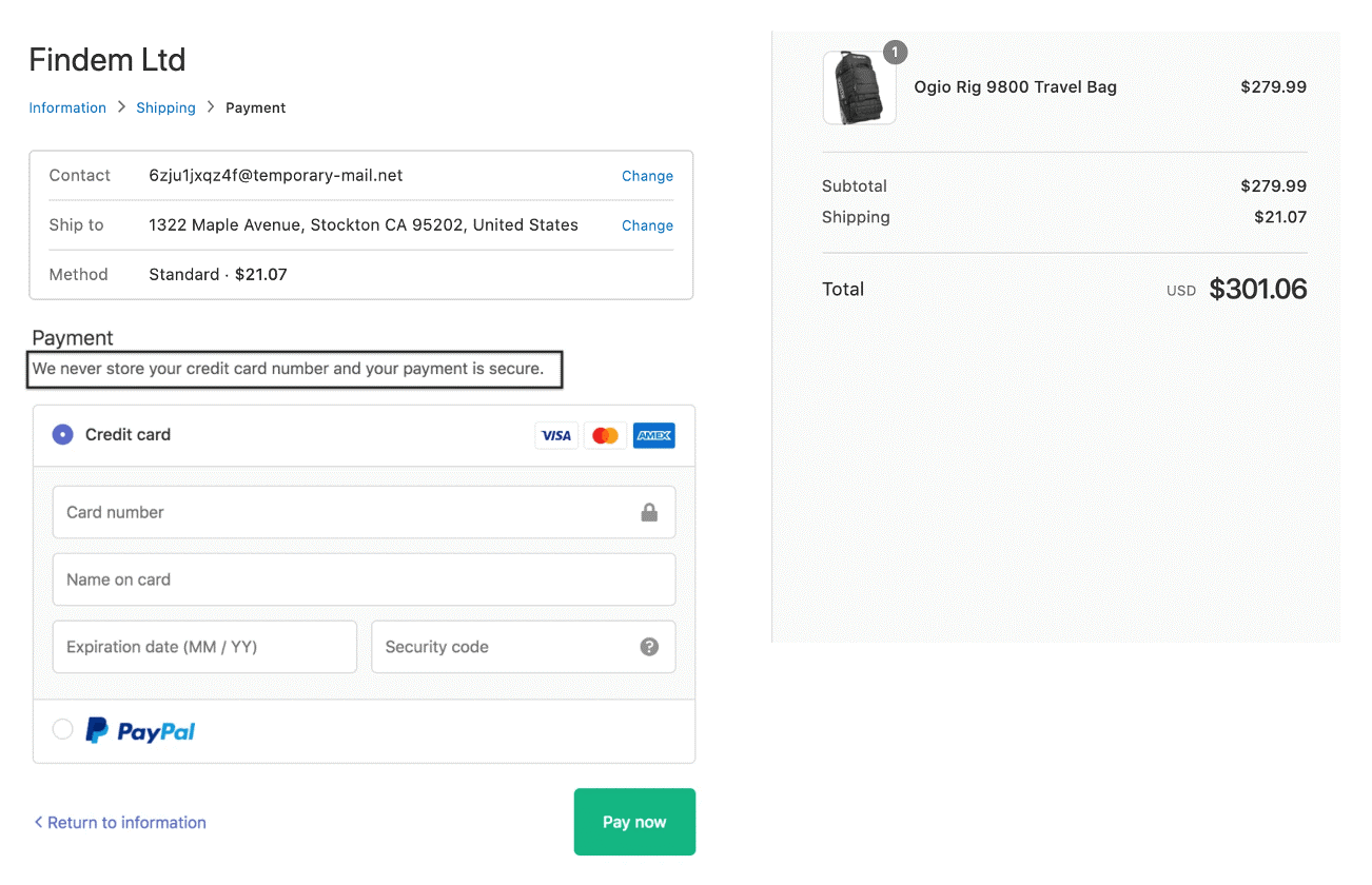 Payment Card Details Entry Field