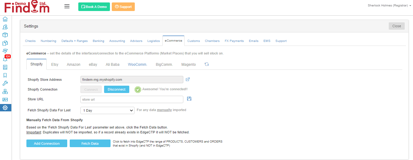 Connection Status Page