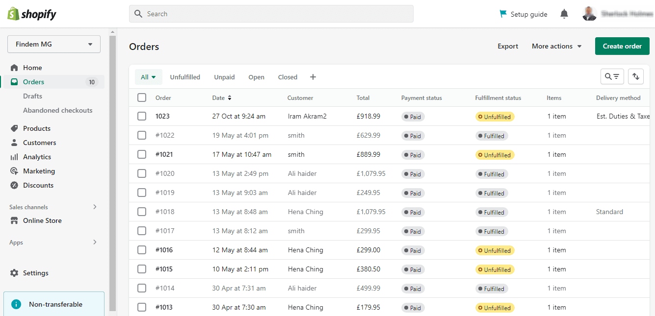 Orders Dashboard